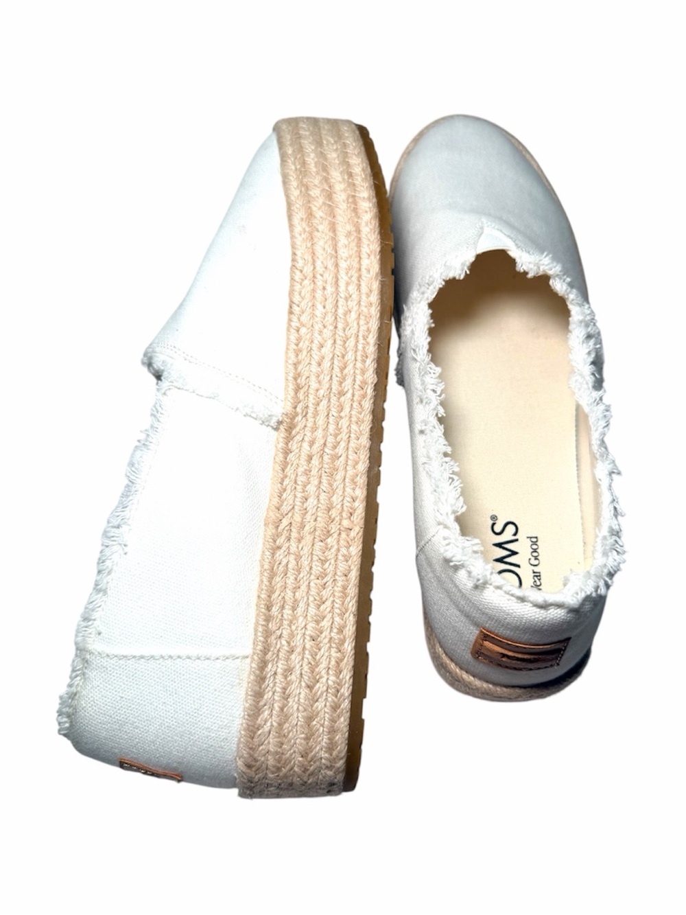 Toms White Canvas Espadrille Platform Slip-Ons - Picture 2 of 4